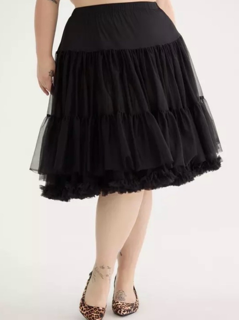Dark Sexy Black Tiered Crinoline Tulle Petticoat Halloween Skirt-1X